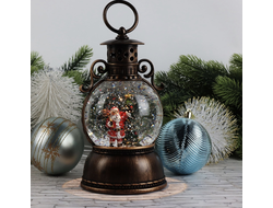 Новогодний фонарик с подсветкой и музыкой лампа Дед Мороз 18см