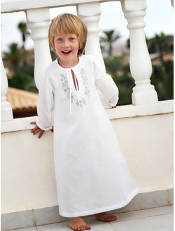 Крестильная рубашка для мальчика, модель "Владимир": 50% хлопок/50% лён, размеры от 3-х до 12 лет (от 98 роста до 152), можно вышить любое имя, цена от