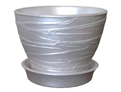 Маленький серебристый керамический горшок для комнатных цветов диаметр 9 см