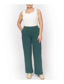 Женские летние прямые брюки-палаццо арт. 21033-6584 (цвет изумрудный) Размеры 52-78
