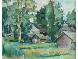 Захаров И. И. Лесной пейзаж 1920 г. Картон, масло. 30,1Х37,2 (1199)