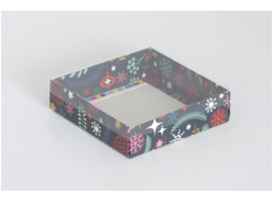 Коробка на 1 печенье с прозрачной крышкой, 11,5*11,5*3 см, Новогодняя ночь