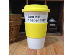Эко кружка Бумажный стаканчик керамическая желтый Im not a paper cup