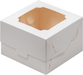 Коробка для бенто - торта с окном 120*120*80 мм, Белая