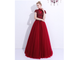 Винно-красное бальное платье с коротким рукавом прокат Уфа