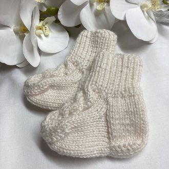 Теплые носочки для новорожденного "Косички", размер 8, 9, 10 см