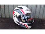 Шлем модуляр COBRA JK115,  белый с красным(4), L внутр.солнцезащ.ОЧКИ