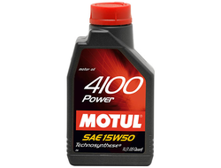 Масло моторное MOTUL 4100 Power 15W-50 1 л. Стандарты: ACEA A3 /B4, API SL /CF Одобрения: VW, MB