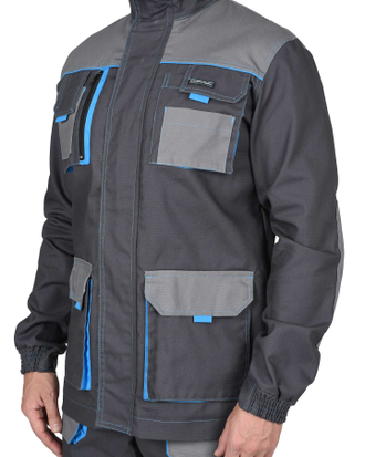 Куртка "СИРИУС-Двин" т.серый со ср.серым и голубой отделкой