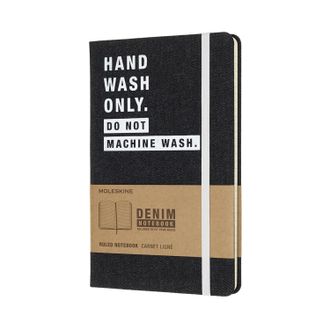 Записная книжка DENIM HAND WASH ONLY (в линейку) large, джинсовая, черная