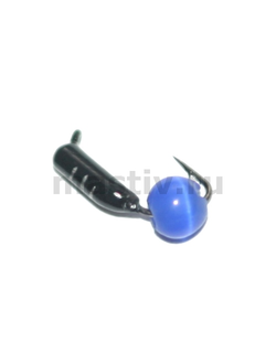 Мормышка вольфр. МАСТИВ Безнасадка 3 черный, кошачий глаз, 0,7гр синий (уп-ка 10шт.) арт. 982