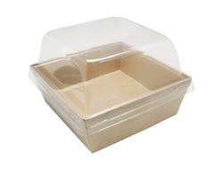 Упаковка с КУПОЛЬНОЙ крышкой, ECO SmartPack 550,  (размер внутри: дно 11*11 см, высота 9 см) КРАФТ