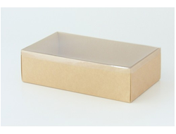 Коробка подарочная ВЫСОКАЯ 5П-В с Прозрачной крышкой (25*15* выс 7 см), Крафт