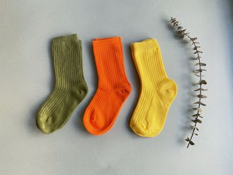 Комплект носочков (желтый, оранжевый, зеленый - 3 пары) 1-3 года