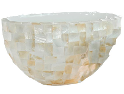 Кашпо Baq Design Oceana pearl oval white (80 см) с отделкой раковинами устриц
