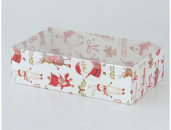 Коробка подарочная ВЫСОКАЯ 5П-В с Прозрачной крышкой (25*15* выс 7 см), Дедушка мороз