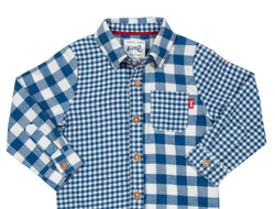 Рубашка из фланели «Клетка» (цвет, белый/синий), размер 3-4 года, 98-104 см
