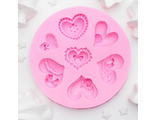 Молд силиконовый 9,5×9,5 см "Сердца ажурные"