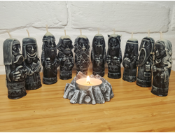 Набор свечей "Славянские боги" черные с белым мраморные, 10 шт., 3 x 8,5 см
