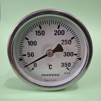 Термометр биметаллический PAKKENS с погружной гильзой 100 мм, диапазон измеряемых температур от 0 до +350°С, d-63мм Артикул: ST-512