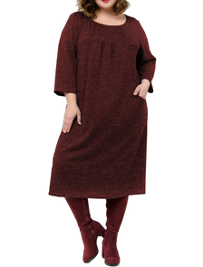 Теплое платье из джерси  арт. 2331808 (Цвет  бордовый) Размеры 52-82