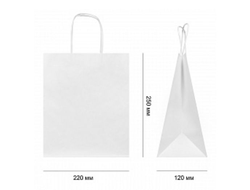 Бумажный пакет с Крученой ручкой Белый, 22 * 12 * выс. 25 см, 1 штука