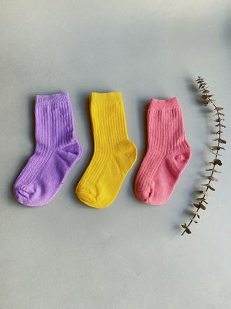Комплект носочков (ярко-розовый, желтый, фиолетовый - 3 пары) 1-3 года