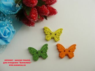 пуговицы - однотонные бабочки, дерево, размер 1,8х2,4см, смесь цветов, 2,1р/шт