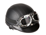 Шлем (каска) открытый, в винтажном стиле, в комплекте с очками