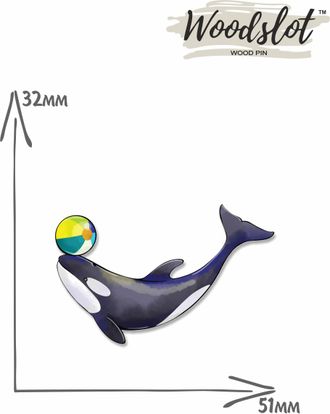 Дельфин с мячиком    - Брошь/значок - 781