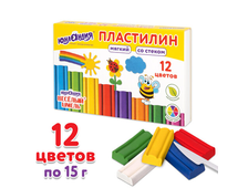 Пластилин мягкий ЮНЛАНДИЯ &quot;Веселый шмель&quot;, 12 цветов, 180 г, со стеком, картонная коробка, 106672