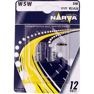 Лампа NARVA W5W 12V (к-кт 2 шт в блистере)