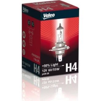 Лампа VALEO H4 +50% Light 12V 55/60W блистер 2 шт.