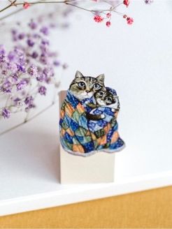 Два кота в одеяле - Брошь/ значок - 350