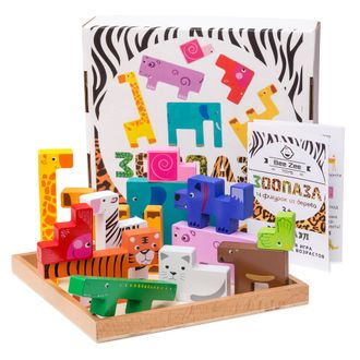 зоопазл, красивые игрушки, развивающие игрушки, деревянные игрушки, животные дервянные, BeeZee Toys