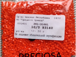 Бисер чешский preciosa рубка 10/0, оранжевая непрозрачная (93140), 50 грамм