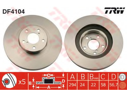 Диск тормозной передний SUBARU FORESTER, IMPREZA, LEGASY, OUTBACK TRW DF4104 (2шт)