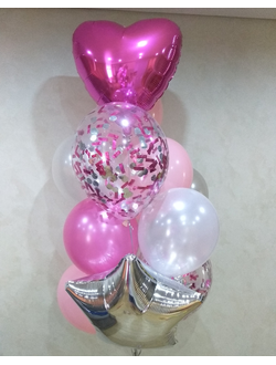 Набор шаров с гелием "Серебристо-розовый"