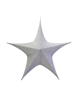 Звезда из ткани с блестками, 80 см, серебристый