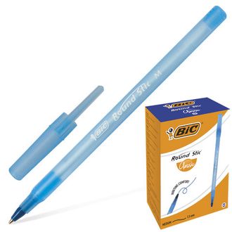Ручка шариковая BIC &quot;Round Stic&quot;, СИНЯЯ, корпус голубой, узел 1 мм, линия письма 0,32 мм, 1 шт 141766 143977