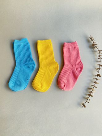 Комплект носочков (ярко-розовый, желтый, светло-голубой - 3 пары) 1-3 года