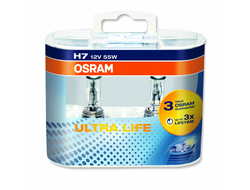 Лампа галогенная OSRAM H7 Ultra Life 12V 55W, 2шт.