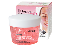 Happy Time МАСКА-АНТИСТРЕСС гидрогелевая с муцином улитки и розовым гибискусом для лица, ночная, 90 г