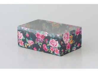 Коробка подарочная ВЫСОКАЯ 2П-В с Прозрачной крышкой (18*11* выс 7 см), Темные розы