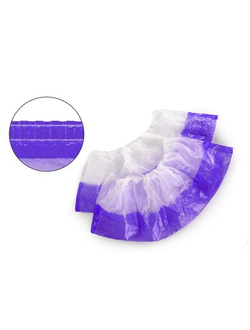 Бахилы одноразовые полиэтиленовые двухслойные текстурированные 3г бело-фиолетовый (50 пар в упаковке)