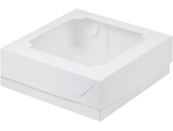 Коробка для зефира с окном, 20*20*7 см, Белая