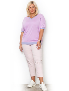 Женская одежда - Летние Прямые зауженные брюки &quot;ШТРУДЕЛЬ&quot; арт. 722121 (цвет бледно-розовый) размеры 50-66