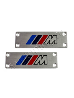 Шильдики - таблички с логотипом в стиле М Perfomance на коврики в салон BMW X6 E71