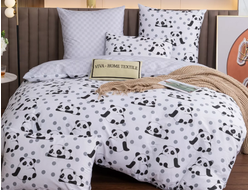 Комплект постельного белья Делюкс Сатин рисунок Панды L454 (1.5 спальный, 2 спальный, Евро, семейный)
