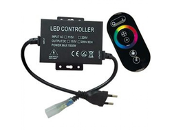 Контроллер светодиодных RGB лент Ecola 220V 16x8 1500W 6.6A IP68 с с кольцевым сенсорным черным радиопультом RFB615KSB